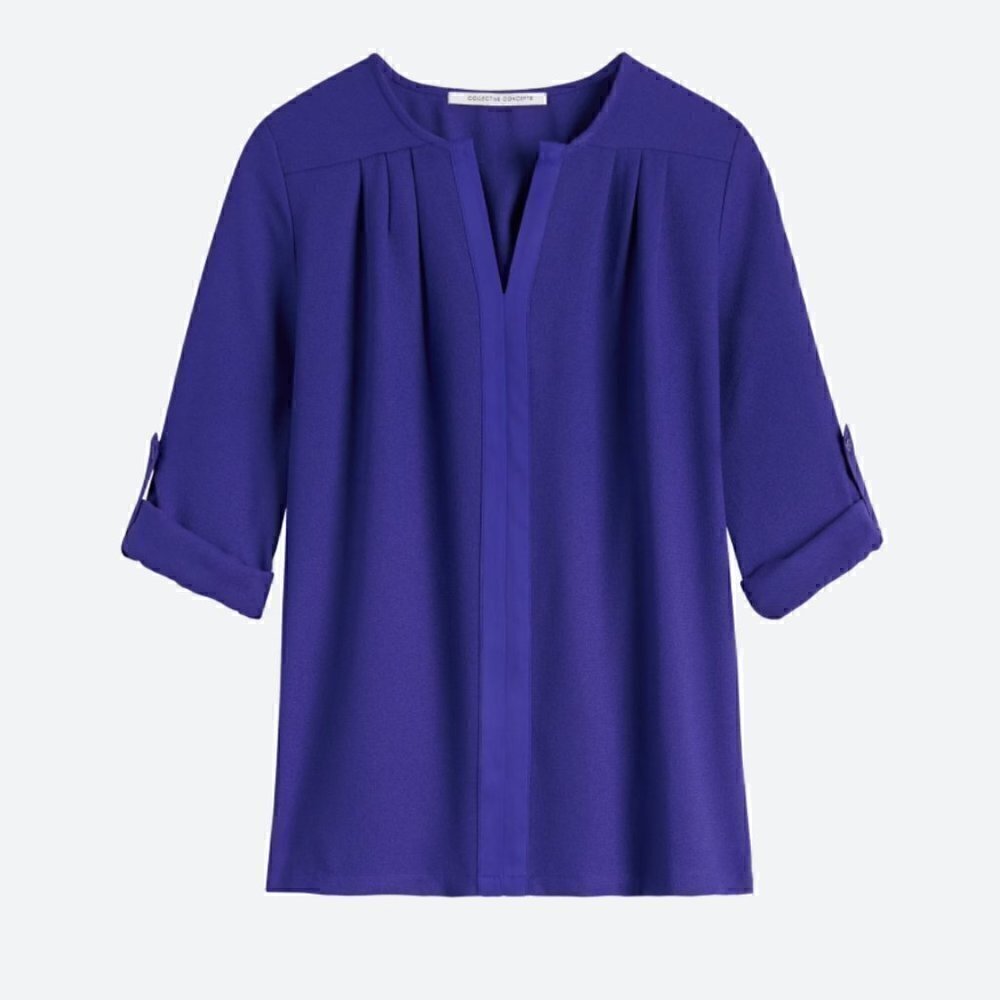 Collective Concepts V Neck Blouse Size M Cobalt NWOT